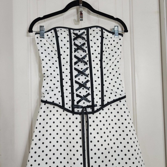 Jessica Mcclintock Gunne Sax Dress White Polka Dot Tea Corset Evening Gown Vtg 4 - Picture 2 of 10